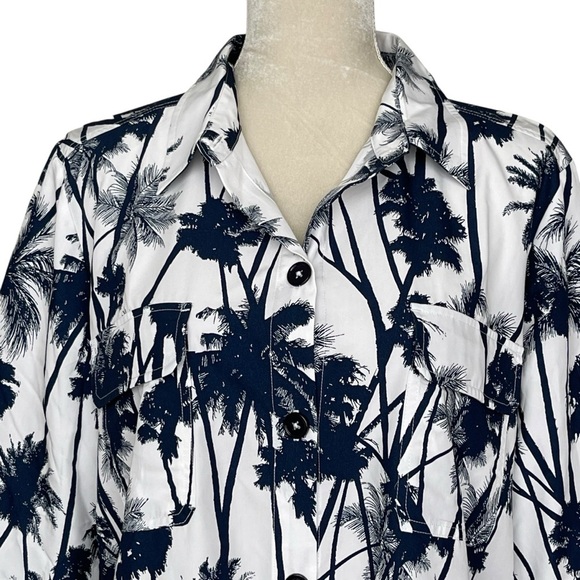 Chico’s Tropical Nights Utility Shirt Women’s Size 3 Regular Size 16 3/4 Sleeves - Picture 2 of 10